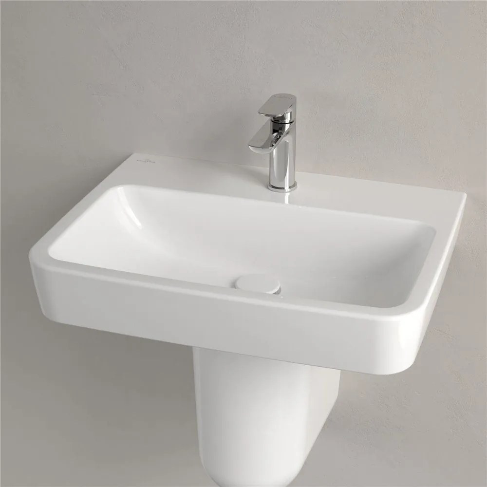 VILLEROY & BOCH O.novo závesné umývadlo s otvorom, bez prepadu, 600 x 460 mm, biela alpská, s povrchom CeramicPlus, 4A4161R1