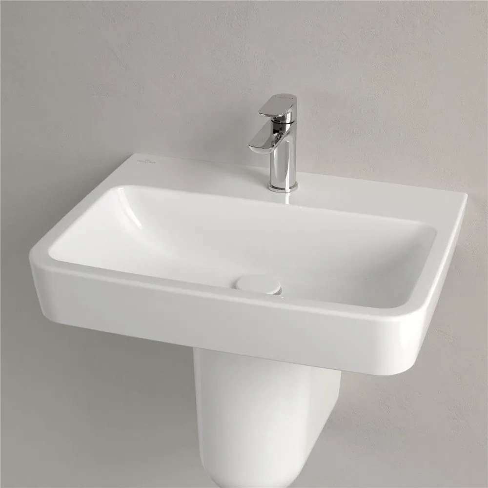 VILLEROY &amp; BOCH O.novo závesné umývadlo s otvorom, bez prepadu, 600 x 460 mm, biela alpská, s povrchom CeramicPlus, 4A4161R1