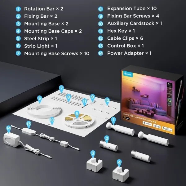 Govee - LED RGBICWW závesný LED pás/36W/24V 4 m Skyline Matter Wi-Fi