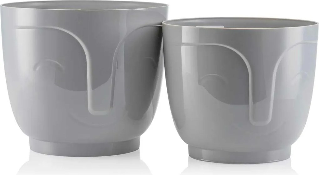 PLASTOVÝ KVETINÁČ ZOE SADA 2KS 16X18,5 CM+14,3X16,5 CM SIVÁ