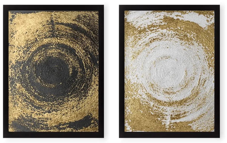 Sada 2 obrazov Tablo Center Circles Golden
