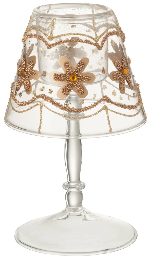 Sklenený svietnik v tvare stolové lampičky - 10 * 10 * 18 cm