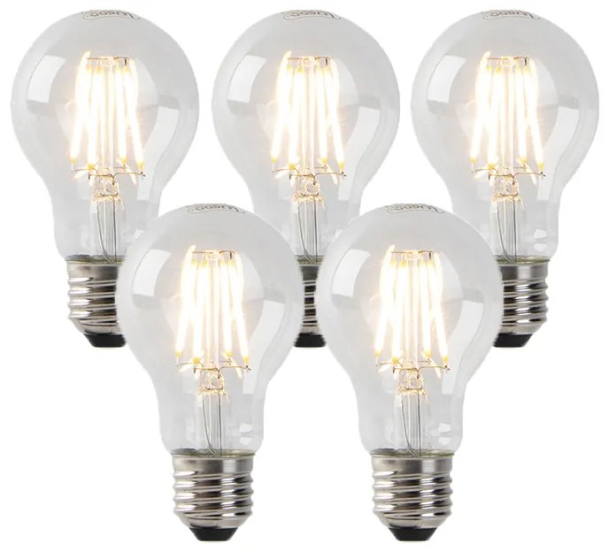 Sada 5 stmievateľných LED žiaroviek s čírym sklom E27 4W 320lm 2200K