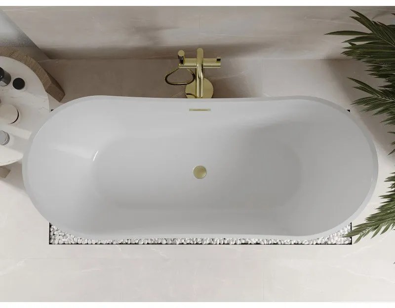 Mexen Celia, voľne stojaca vaňa 170 x 75 cm, biela, zlatý matný prepad, 52331707500-55