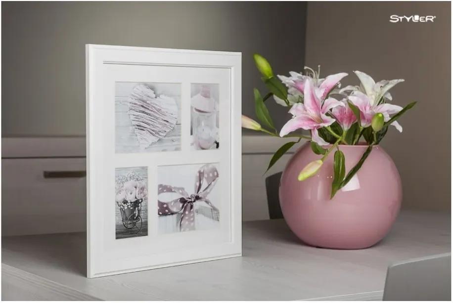 Biely rámček na 4 fotografie Styler Malmo, 39 × 39 cm