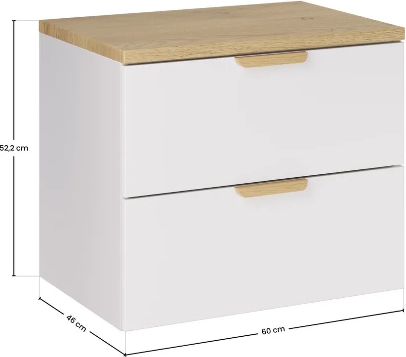 Závěsná skříňka pod umyvadlo Aster s deskou 60 cm bílá/dub cremona