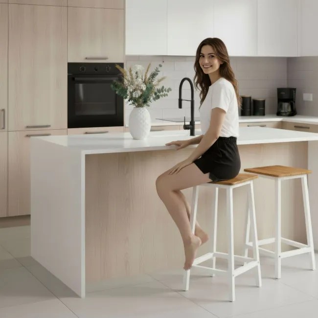 Barová stolička KENT dub / biele nohy