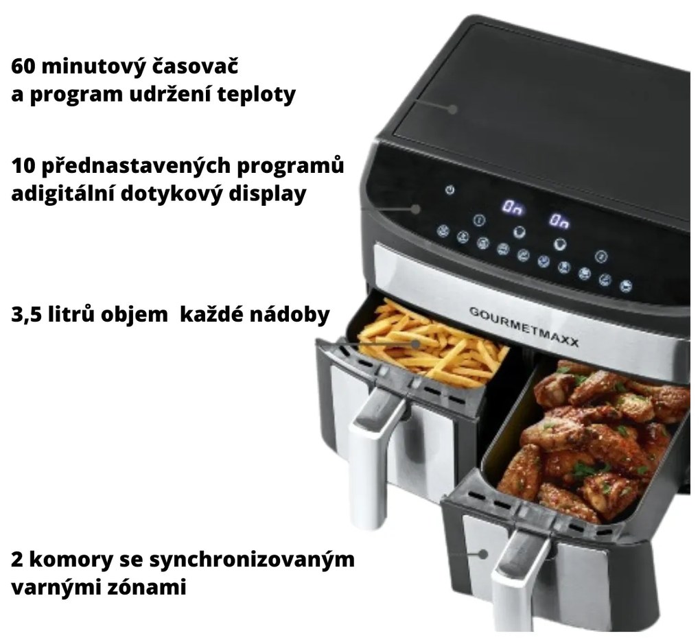 Gourmet Maxx Teplovzdušná fritéza GOURMETmaxx DFE-11339 DUAL