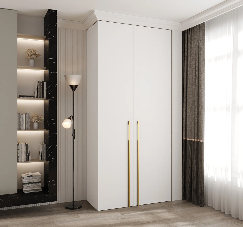 Šatníková skriňa 110 cm Carmela 40-3 (biela + zlatá). Akcia -20%. Vlastná spoľahlivá doprava až k Vám domov. 1126594