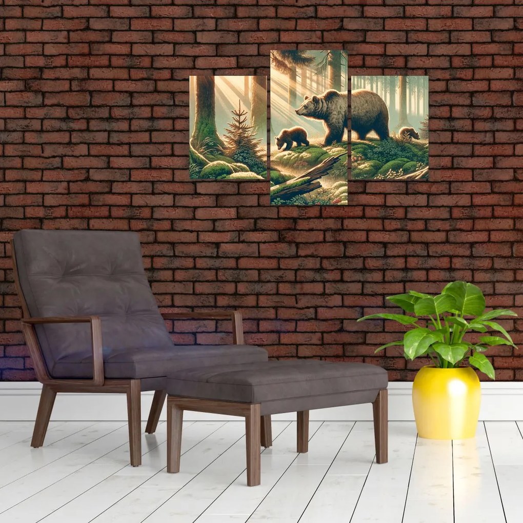 Obraz - Medvede v lese (90x60 cm)