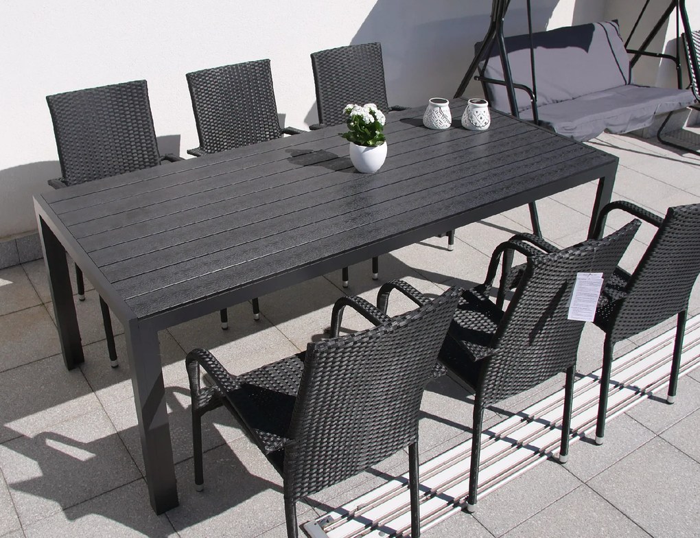 Záhradný jedálenský set Viking XL + 6x ratanová stolička Paris