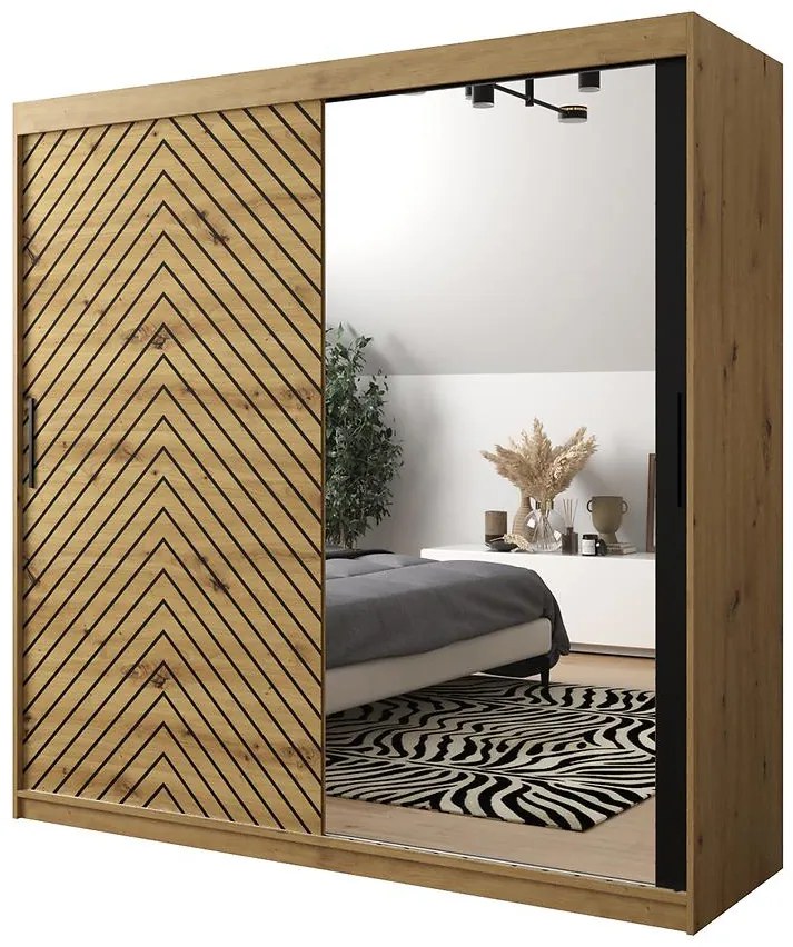 Skriňa Jodełka 2 200 dub Artisan/dub Artisan/čierna