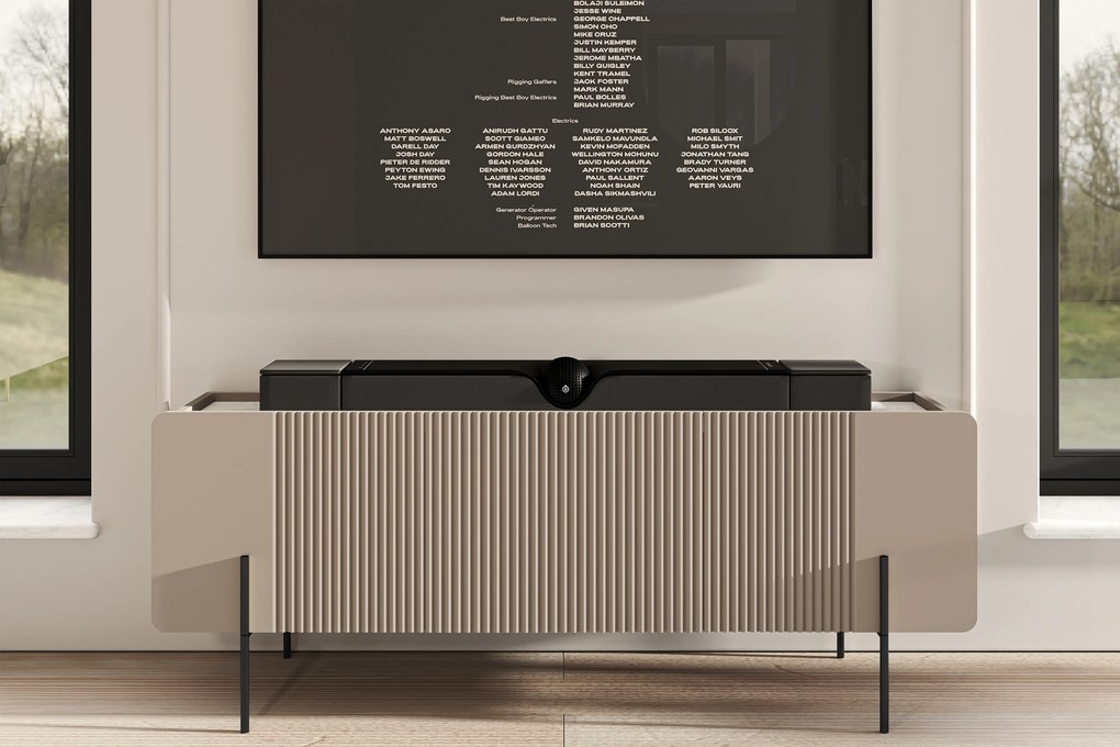 TV stolík Malmi 150 cm - kašmírová / crema bianca / čierna