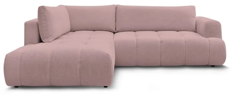 Ružová rozkladacia/s úložným priestorom rohová pohovka (ľavý roh/do L) Fuji – Bobochic Paris