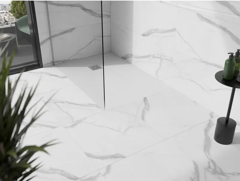 Mexen Stone+ rektangulárny kompozitný sprchový kút 90 x 80 cm, biely - 44108090