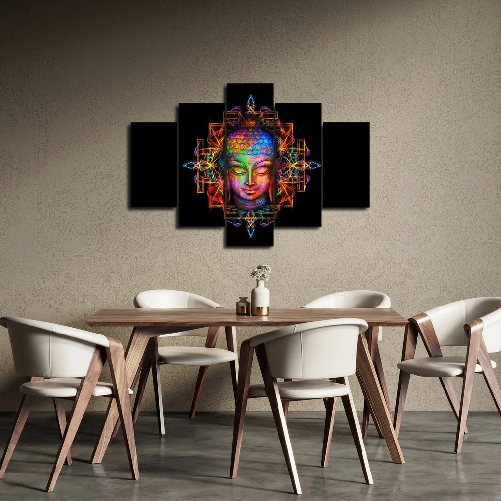 Obraz - Busta Budhu v neónových farbách (150x105 cm)