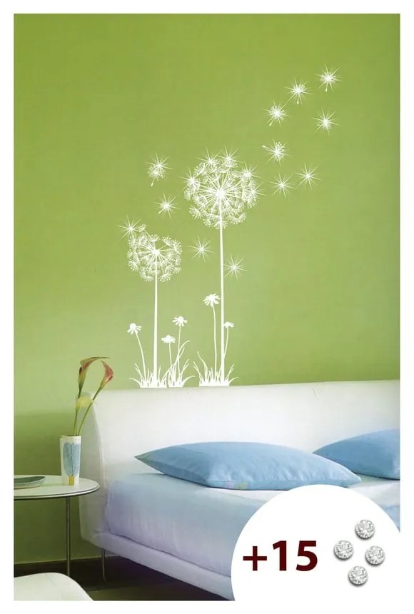 Set samolepky a 15 Swarovski krištáľov Ambiance Dandelion Flowers