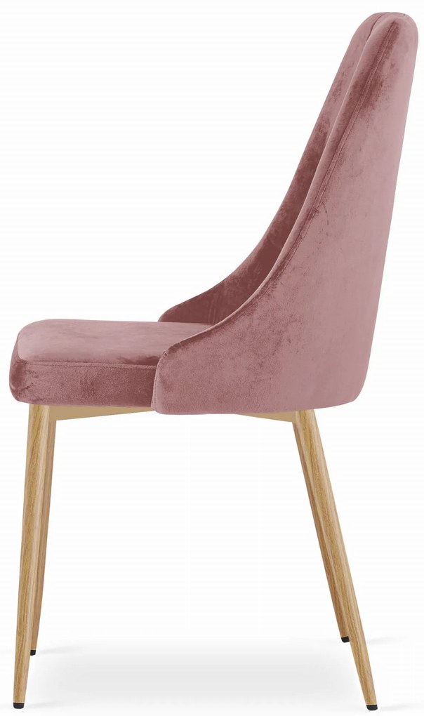 Stolička IMOLA - ružový zamat / nohy vo farbe dreva x 3 9401 71 00 00