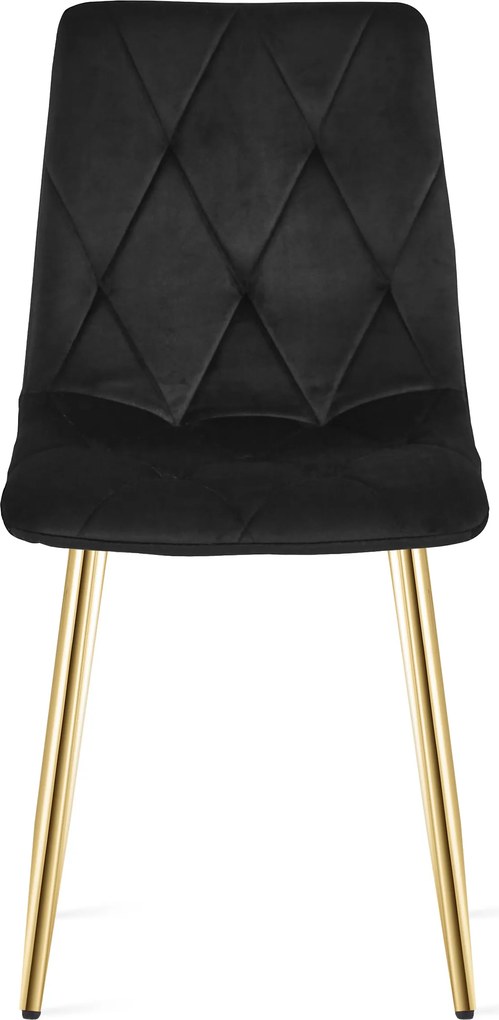 Čierna zamatová jedálenská stolička LIBRA so zlatými nohami