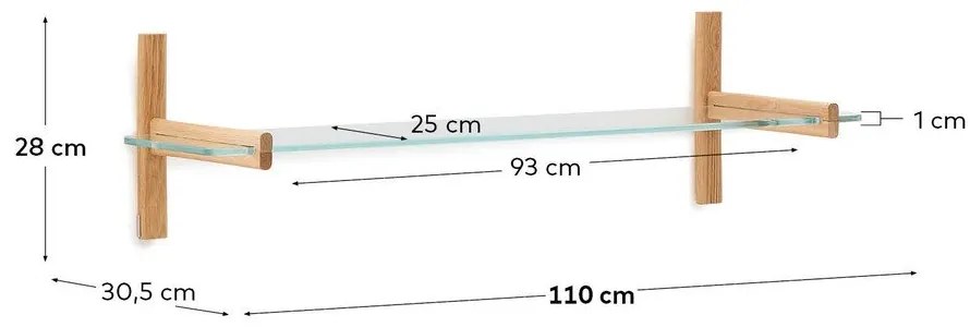 Sklenený modulárny policový systém v prírodnej farbe 110x28x30,5 cm Sitra – Kave Home