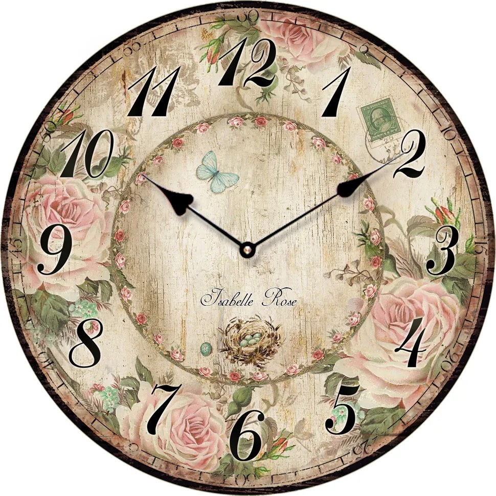 Drevené nástenné hodiny ISABELLE ROSE 15 cm