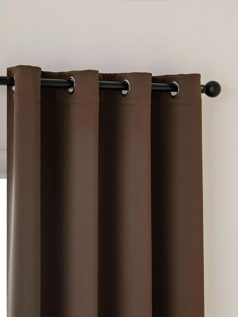 Blackout závesy Elias tmavohnedá – 140 × 250 cm (2 ks) - krúžky