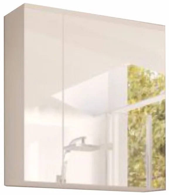 Biela skrinka so zrkadlom MASON WH14, vysoký lesk HG