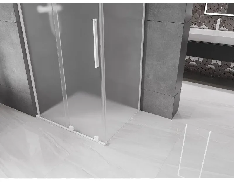 Mexen Velar L, sprchový kút s posuvnými dverami 120 x 70 cm, 8mm sklo námraza, biela matná, 871-120-070-33-20