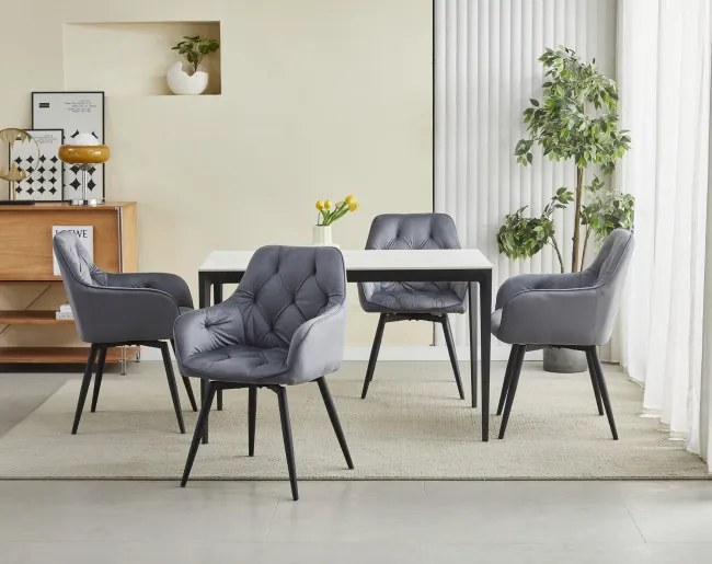 Jedálenská otočná stolička JORK360 zamatová, tmavosivá (čierne nohy)