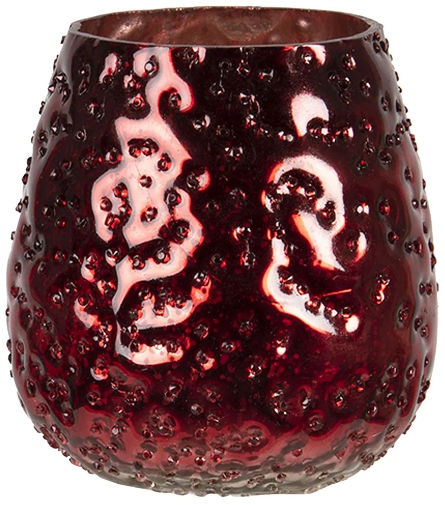 Červený bublinkový sklenený svietnik Bubble S - Ø 9 * 10 cm