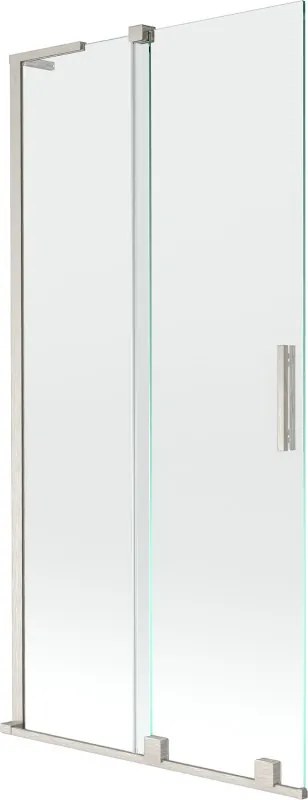Mexen Velar L, 2-krídlová posuvná vaňová zástena 95 x 150 cm, 8mm číre sklo, brúsená oceľ, 896-095-003-01-97