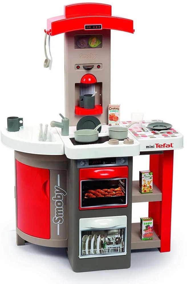 KIK Smoby Tefal OpenCook, elektronická skladacia kuchynka pre deti, červená so zvukom