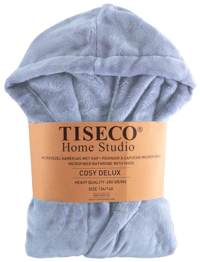 Modrý detský župan z mikroplyšu veľkosť 122-128 Delux – Tiseco Home Studio