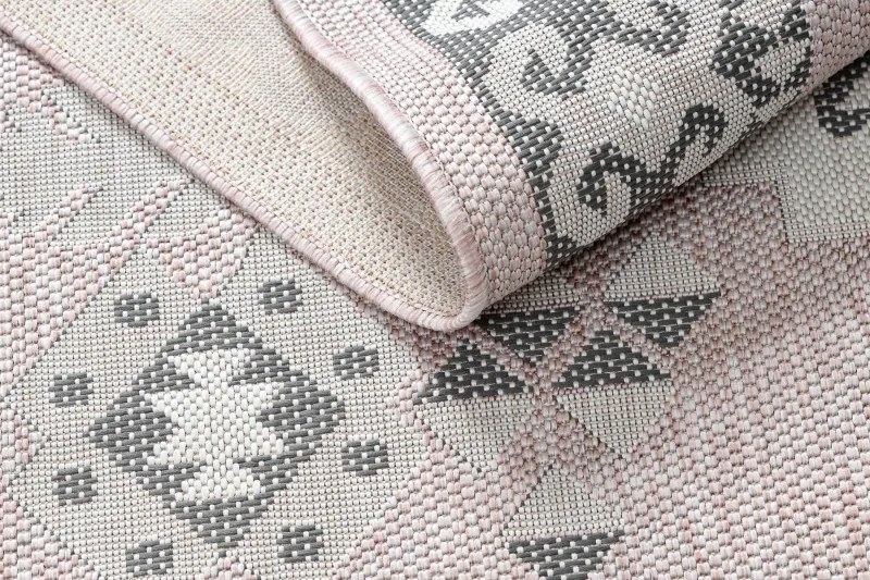 Dywany Łuszczów, Kusový koberec Sion Sisal Aztec 3007 pink/ecru – na von aj na doma, 160x220, ružová, chodba / predsieň