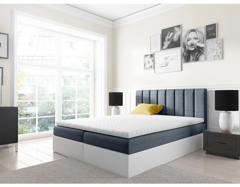 Kontinentálna posteľ Figo, Rozmer postele: 180x200, Dostupné poťahy: ekokoža Soft 011 (čierna) + Ikar 1