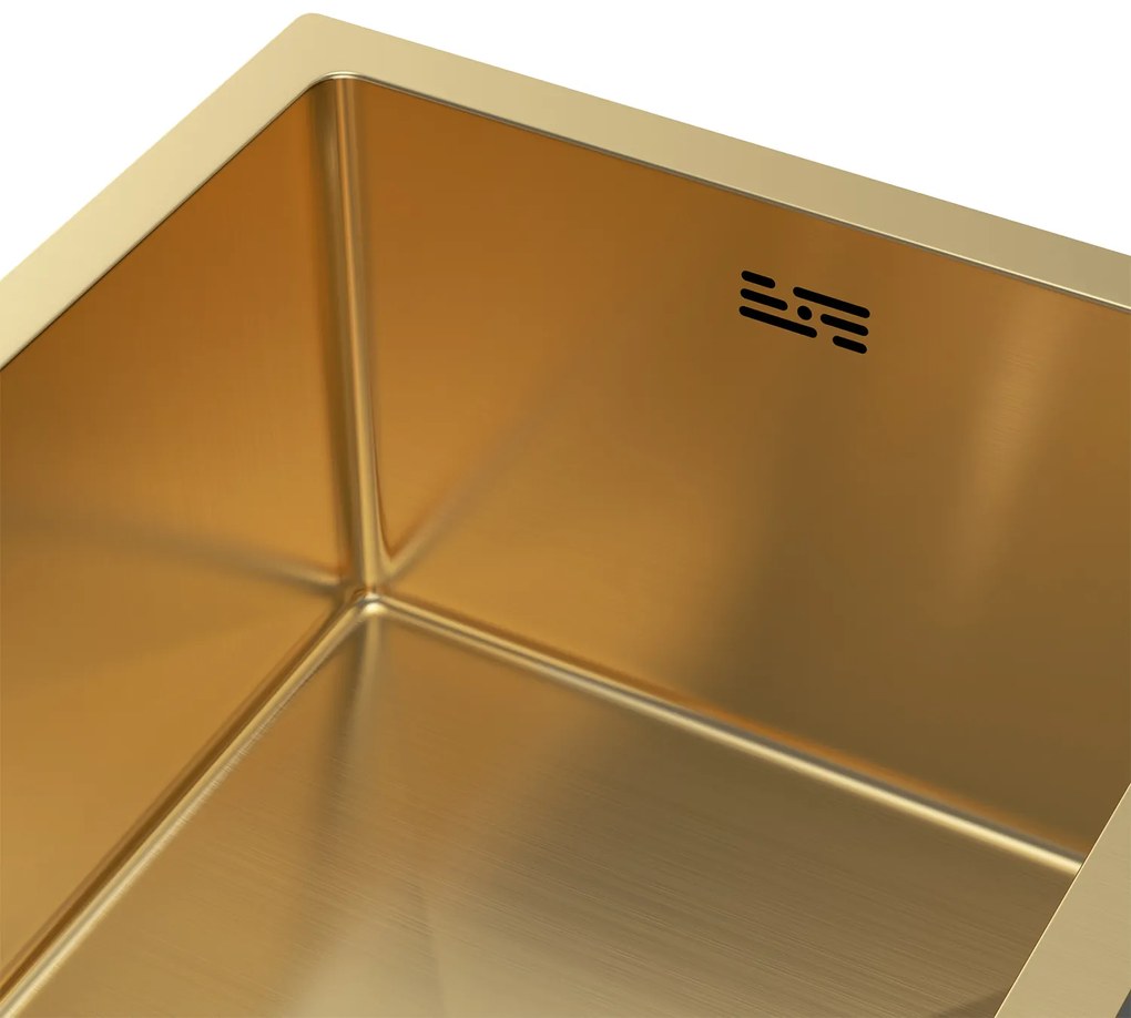 Erga HD, 1-komorový oceľový drez 370x450x210 mm, zlatá, ERG-MLS-HD3745G