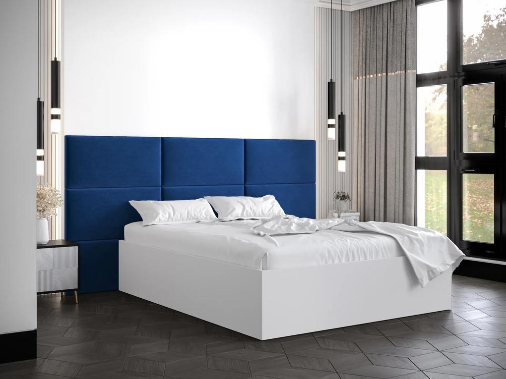 Manželská posteľ s čalúneným čelom 160 cm Brittany 2 (biela matná + modrá) (s roštom). Vlastná spoľahlivá doprava až k Vám domov. 1045942