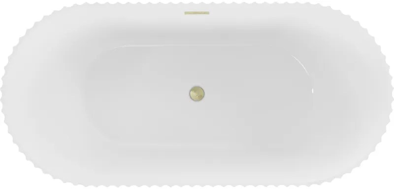 Mexen Paola, voľne stojaca vaňa, drážkovaná, 170 x 80 cm, biela lesklá, zlatý matný prepad, 52721708000-55