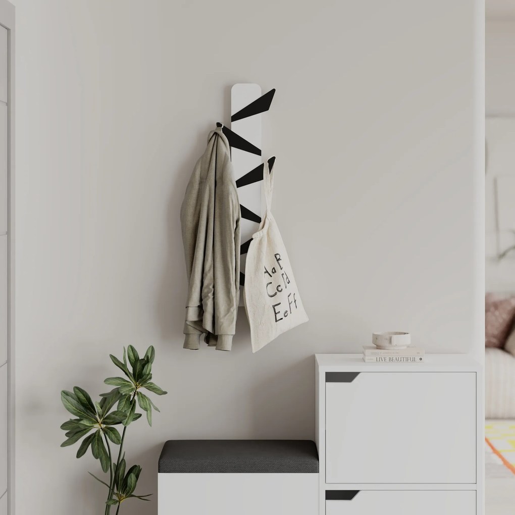 Predsieňový vešiak Houseland ALESTA bielo-čierny