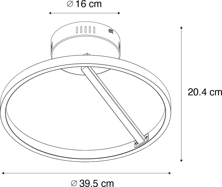 Dizajnové stropné svietidlo čierne vrátane LED 3-stupňového stmievača - Anello