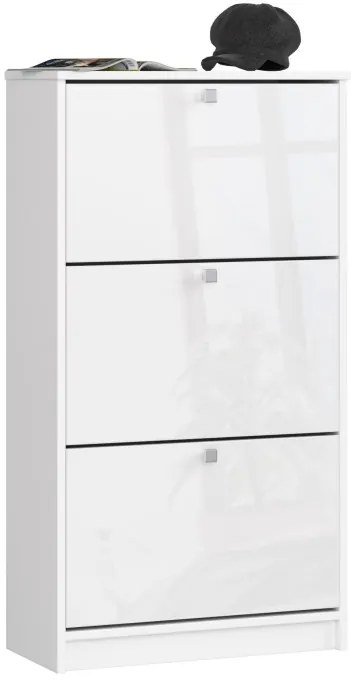 3 krídlový botník 60 cm, biely lesk