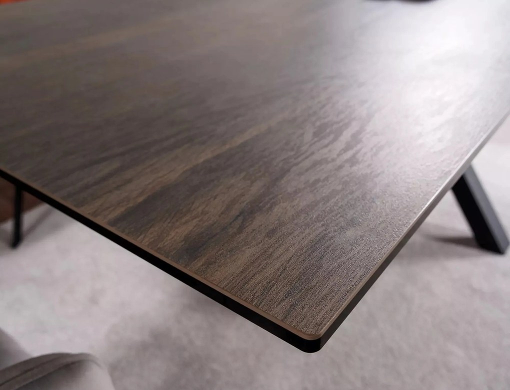 Rozkladací jedálenský stôl Columbus Keramický 160/240 cm hnedý/čierny