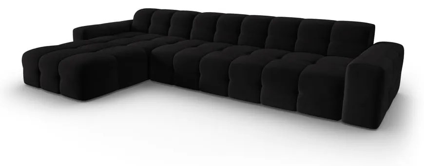 Čierna zamatová rohová pohovka (ľavý roh) Kendal - Micadoni Home