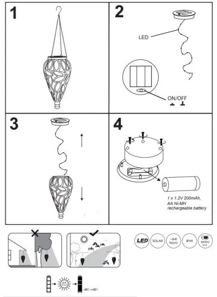 Globo 36131 - LED Solárne svietidlo SOLAR LED/0,9W/3,2V IP44 číra