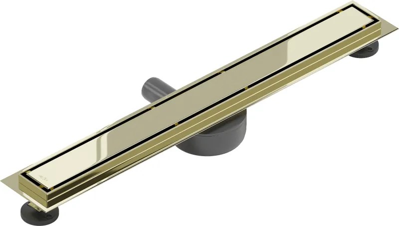 Mexen Flat 360°, nerezový sprchový žľab vzor M13 2v1 na vloženie dlažby 60 cm, zlatá lesklá, 1510060-40