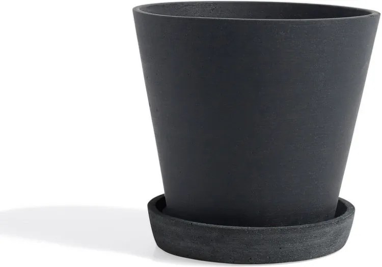 HAY Kvetináč s miskou Flowerpot L, black