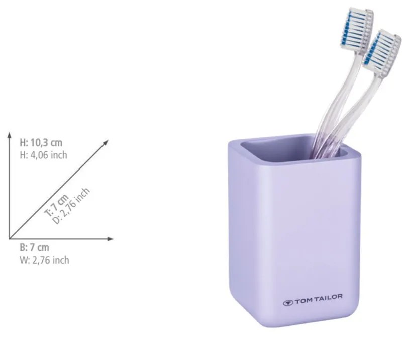 Fialový téglik na zubné kefky z polyresínu Tom Tailor T-Rounded – Wenko