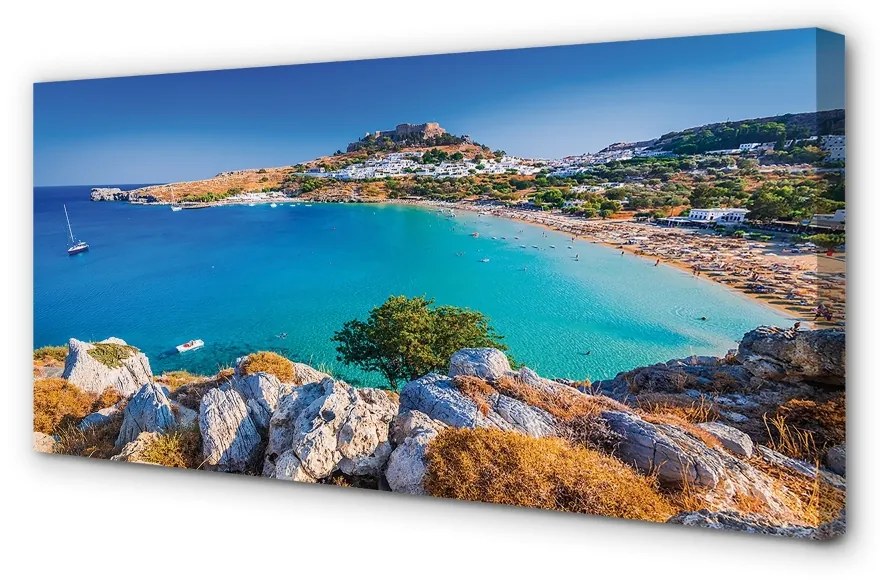 Obraz na plátne Grécko pobrežie beach panorama 140x70 cm