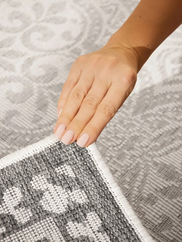 Kusový koberec Duet 106251 Rosel White/Gray - na von aj na doma, 200x290, šedá, chodba / predsieň, NORTHRUGS