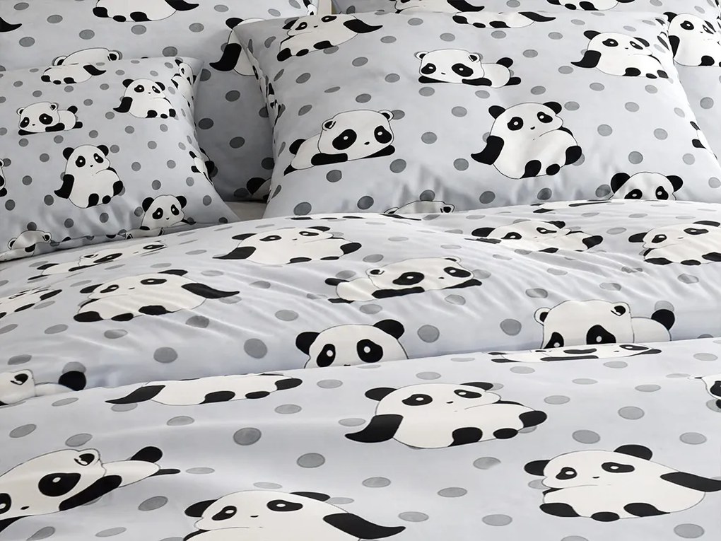 Obliečky z mikrovlákna PANDA sivé Rozmer obliečky: 70 x 90 cm | 140 x 200 cm